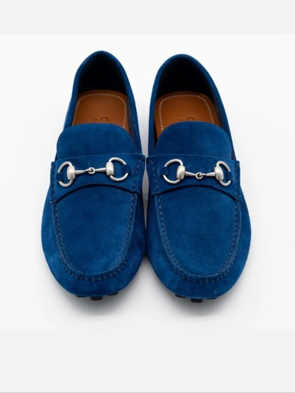 $990 Gucci Driver Loafers Moccasin Horsebit Royal Blue Suede UK 7 US 7.5 BNIB